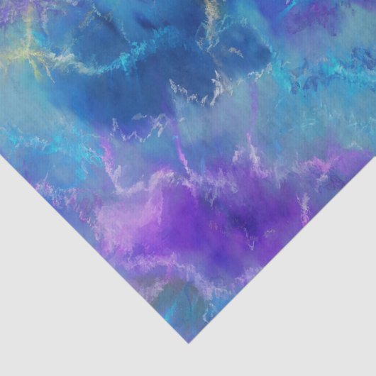 Papier Mousseline Elégant Motif en marbre bleu, violet et or (Détail)