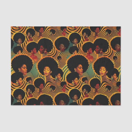Papier Mousseline Élégant Motif ethnique africain dans des teintes v (Recto)