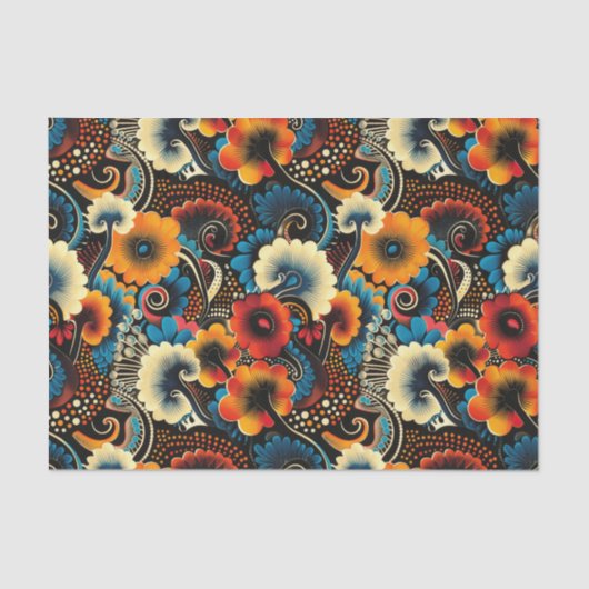 Papier Mousseline Élégant Motif ethnique africain dans des tons rich (Recto)
