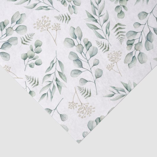 Papier Mousseline Elégant Motif Eucalyptus et Ferns (Détail)