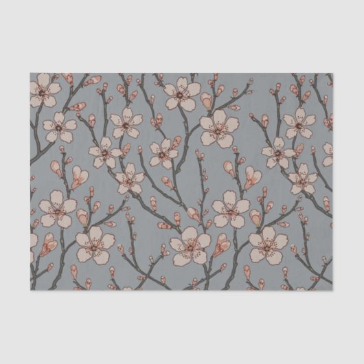 Papier Mousseline Élégant Motif Fleur rose Douce Fleur Fleur de Ceri (Recto)