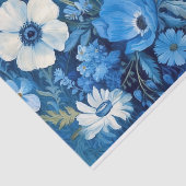 Papier Mousseline Elégant motif floral bleu et blanc découpage (Détail)