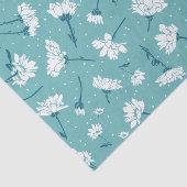 Papier Mousseline Élégant motif floral - Botanique Turquoise et blan (Détail)