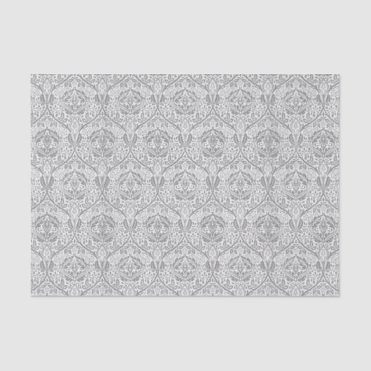 Papier Mousseline Élégant motif floral gris (Recto)