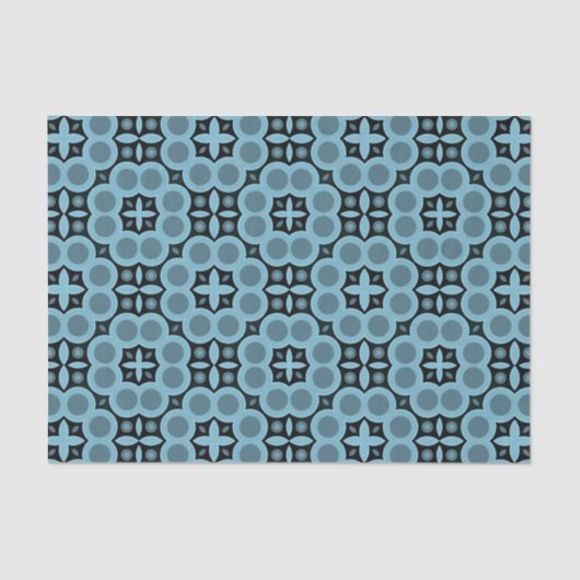 Papier Mousseline Élégant Motif géométrique en mosaïque bleue (Recto)