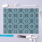 Papier Mousseline Élégant Motif géométrique en mosaïque bleue (Artisanat)