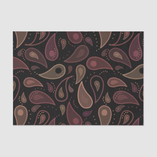 Papier Mousseline Élégant Motif moderne sombre Paisley (Recto)