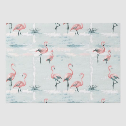 Papier Mousseline Élégant motif pastel flamingo (Recto)