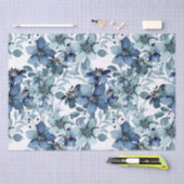 Papier Mousseline Élégant Motif Vintage bleu chintz (Artisanat)
