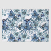 Papier Mousseline Élégant Motif Vintage bleu chintz (Recto)