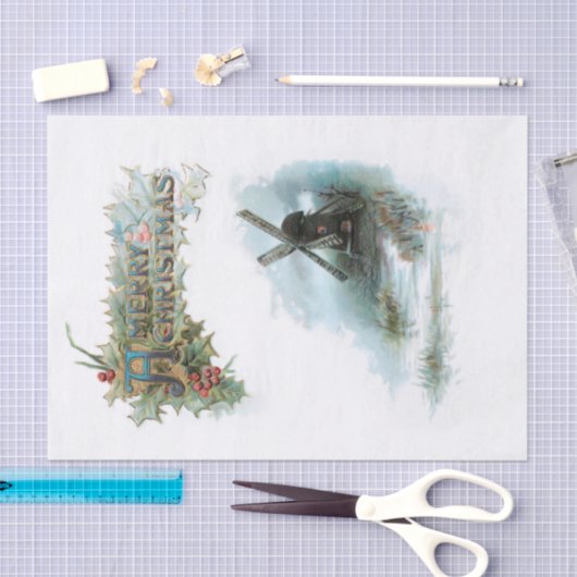 Papier Mousseline Elégant Noël avec Holly & Windmill (Artisanat)