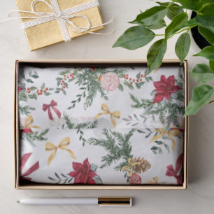 Papier Mousseline Élégant Noël Botanical Greenery Motif