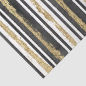 Papier Mousseline Elégant noir blanc Faux Gold Stripes Luxe (Détail)