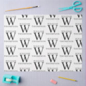Papier Mousseline Élégant Noir & Blanc Nom Monogramme (Artisanat)
