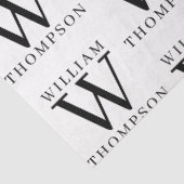 Papier Mousseline Élégant Noir & Blanc Nom Monogramme (Détail)