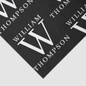 Papier Mousseline Élégant noir et blanc Nom monogramme initial (Détail)
