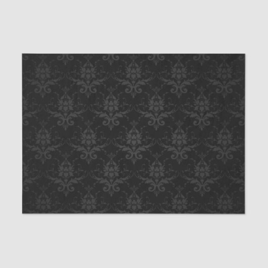 Papier Mousseline Élégant noir Fleur Floral Damask (Recto)