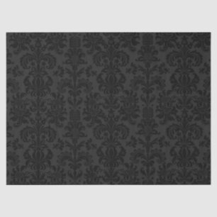 Papier Mousseline Élégant noir floral Damas sur gris foncé
