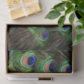 Papier Mousseline Elégant Oiseau Turquoise Plumes de paon vert (Cadeau)