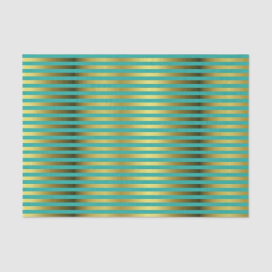 Papier Mousseline Elégant or et Aqua papier tissu rayé (Recto)