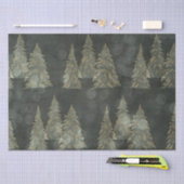 Papier Mousseline Élégant or Fairylight Pine Trees Noël (Artisanat)