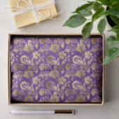 Papier Mousseline Élégant or violet floral (Cadeau)