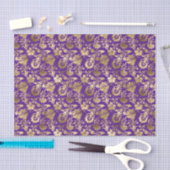 Papier Mousseline Élégant or violet floral (Artisanat)