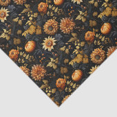 Papier Mousseline Élégant Orange Black Fall Floral (Détail)