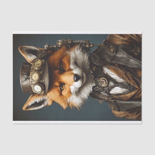 Papier Mousseline Elégant Orange Steampunk Fox (Recto)
