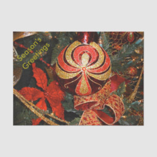 Papier Mousseline Élégant ornement de Noël Rouge Or Poinsettia