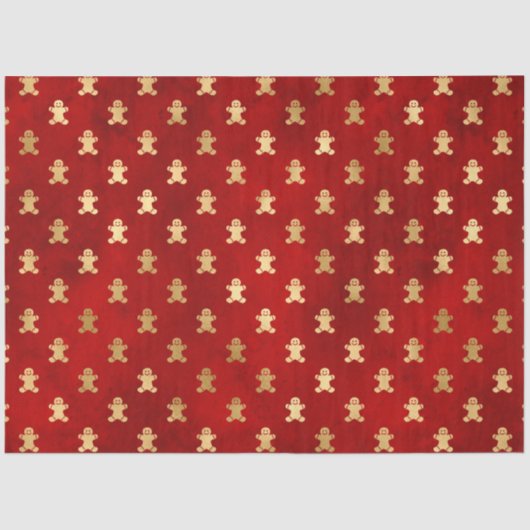 Papier Mousseline Élégant pain d'épice rouge or Noël (Recto)