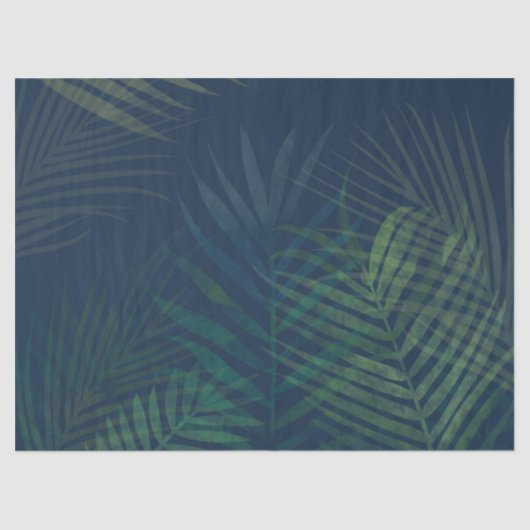 Papier Mousseline Élégant Palme Vert foncé Feuille Motif Tropical (Recto)