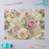 Papier Mousseline Élégant papier de papier de tissus fleuri rose ins (Artisanat)