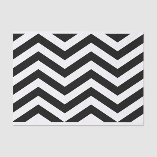 Papier Mousseline Élégant papier de tissus Chevron blanc noir (Recto)