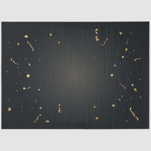 Papier Mousseline Élégant papier de tissus noir Confetti Gold (Recto)