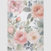 Papier Mousseline Elégant Pastel Blush Peony Aquarelle Fleurs (Recto)