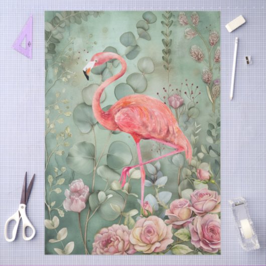 Papier Mousseline Élégant Pastel Flamant rose rose & Rose Découpage (Artisanat)