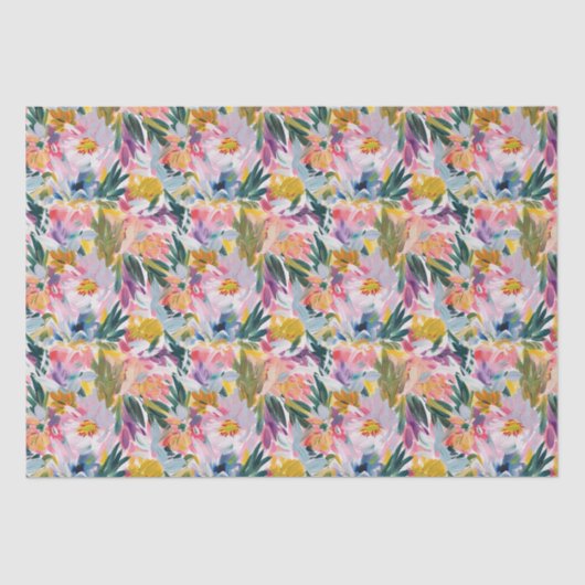 Papier Mousseline Élégant Pastel rose Abstrait motif floral (Recto)