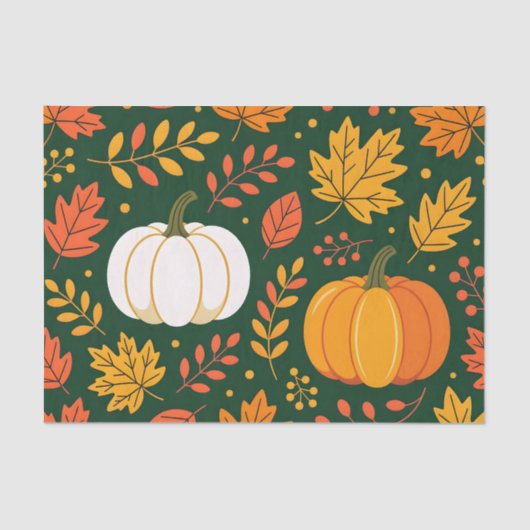 Papier Mousseline Élégant Patch Citrouille Automne et Feuilles Autom (Recto)