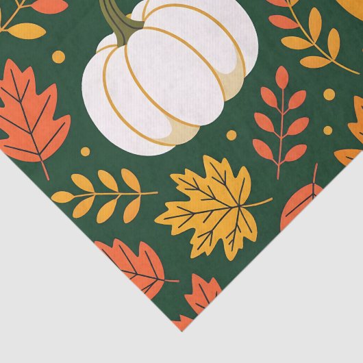 Papier Mousseline Élégant Patch Citrouille Automne et Feuilles Autom (Détail)