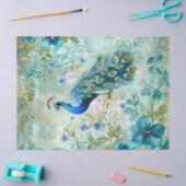 Papier Mousseline Elegant Peacock Distressed Blue Floral (Artisanat)