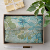 Papier Mousseline Elegant Peacock Distressed Blue Floral (Cadeau)