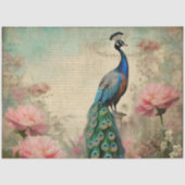 Papier Mousseline Elégant Peacock Floral Ephemera Découpage (Recto)