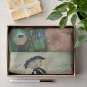 Papier Mousseline Elégant Peacock Floral Ephemera Découpage (Cadeau)