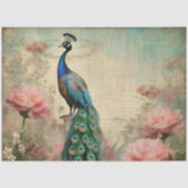 Papier Mousseline Elégant Peacock Floral Ephemera Découpage (Recto)