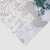 Papier Mousseline Elégant Peacock Vintage Illustration Ephemera (Détail)