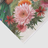 Papier Mousseline Elégant Peacocks en Forêt avec Fleurs (Détail)