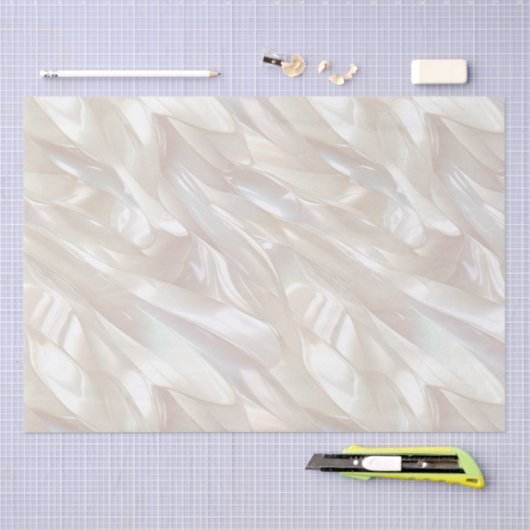 Papier Mousseline Elégant Pearl White Shell Abstrait (Artisanat)