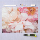 Papier Mousseline Elégant Pink & Cream Peonies Papier de Tissu (Artisanat)