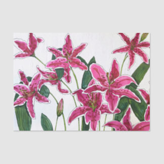 Papier Mousseline Elegant Pink Lilies Tissue Paper